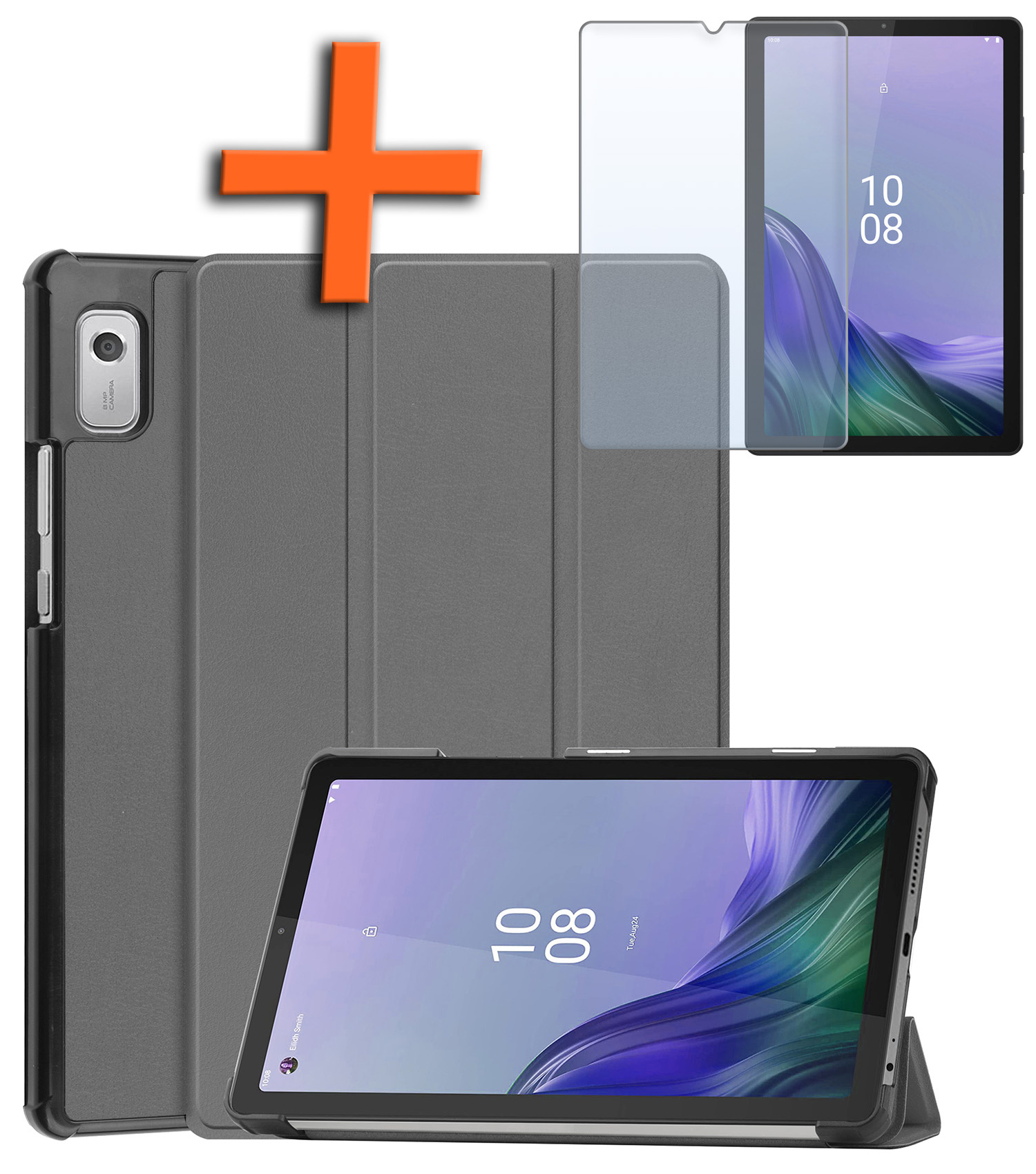 Nomfy Hoes Geschikt voor Lenovo Tab M9 Hoes Tri-fold Tablet Hoesje Case Met Screenprotector - Hoesje Geschikt voor Lenovo Tab M9 Hoesje Hardcover Bookcase - Grijs