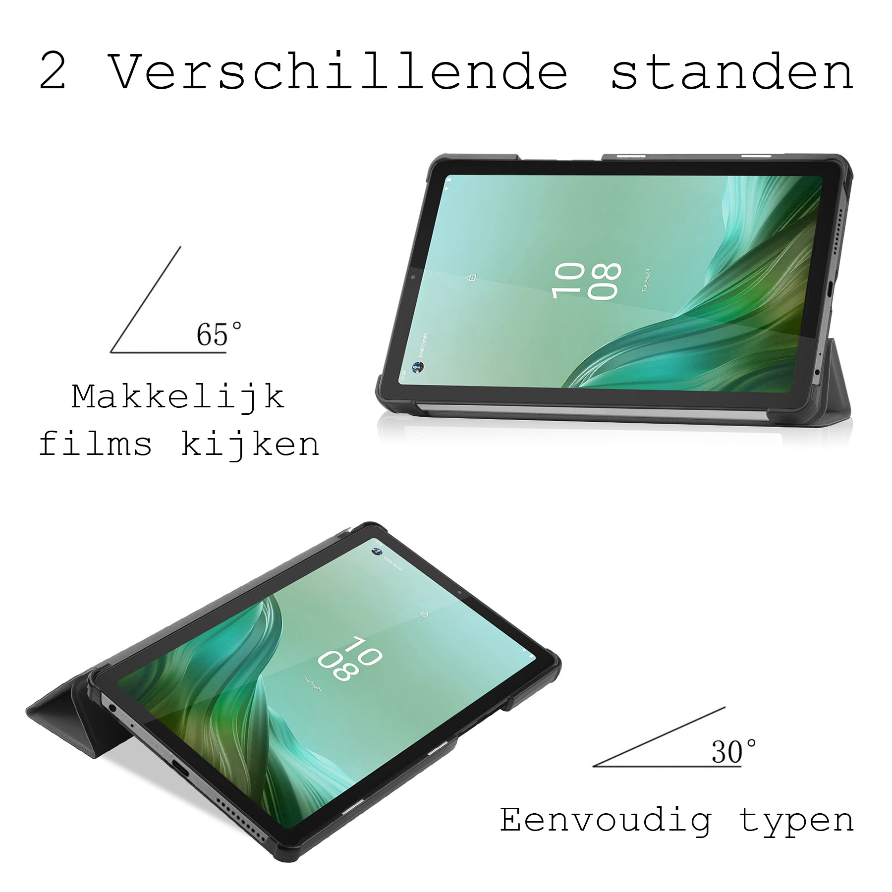 BASEY. Hoesje Geschikt voor Lenovo Tab M9 Hoes Case Tablet Hoesje Tri-fold Met Screenprotector - Hoes Geschikt voor Lenovo Tab M9 Hoesje Hard Cover Bookcase Hoes - Grijs
