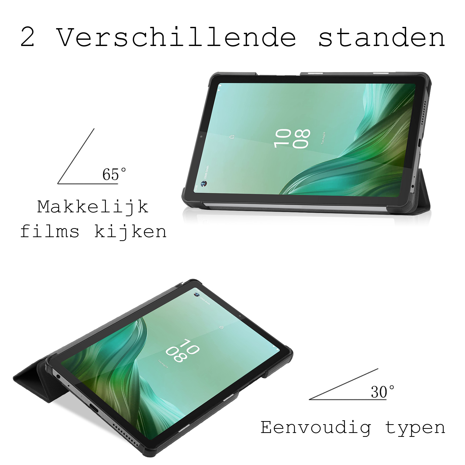 BASEY. Hoesje Geschikt voor Lenovo Tab M9 Hoes Case Tablet Hoesje Tri-fold Met Screenprotector - Hoes Geschikt voor Lenovo Tab M9 Hoesje Hard Cover Bookcase Hoes - Zwart