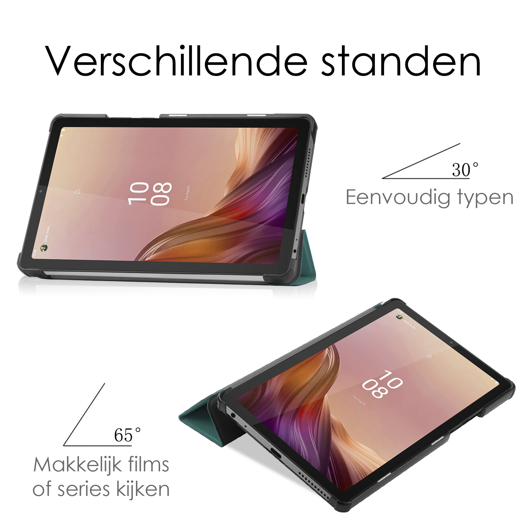 NoXx Hoesje Geschikt voor Lenovo Tab M9 Hoesje Case Hard Cover Hoes Book Case Met Screenprotector - Donkergroen