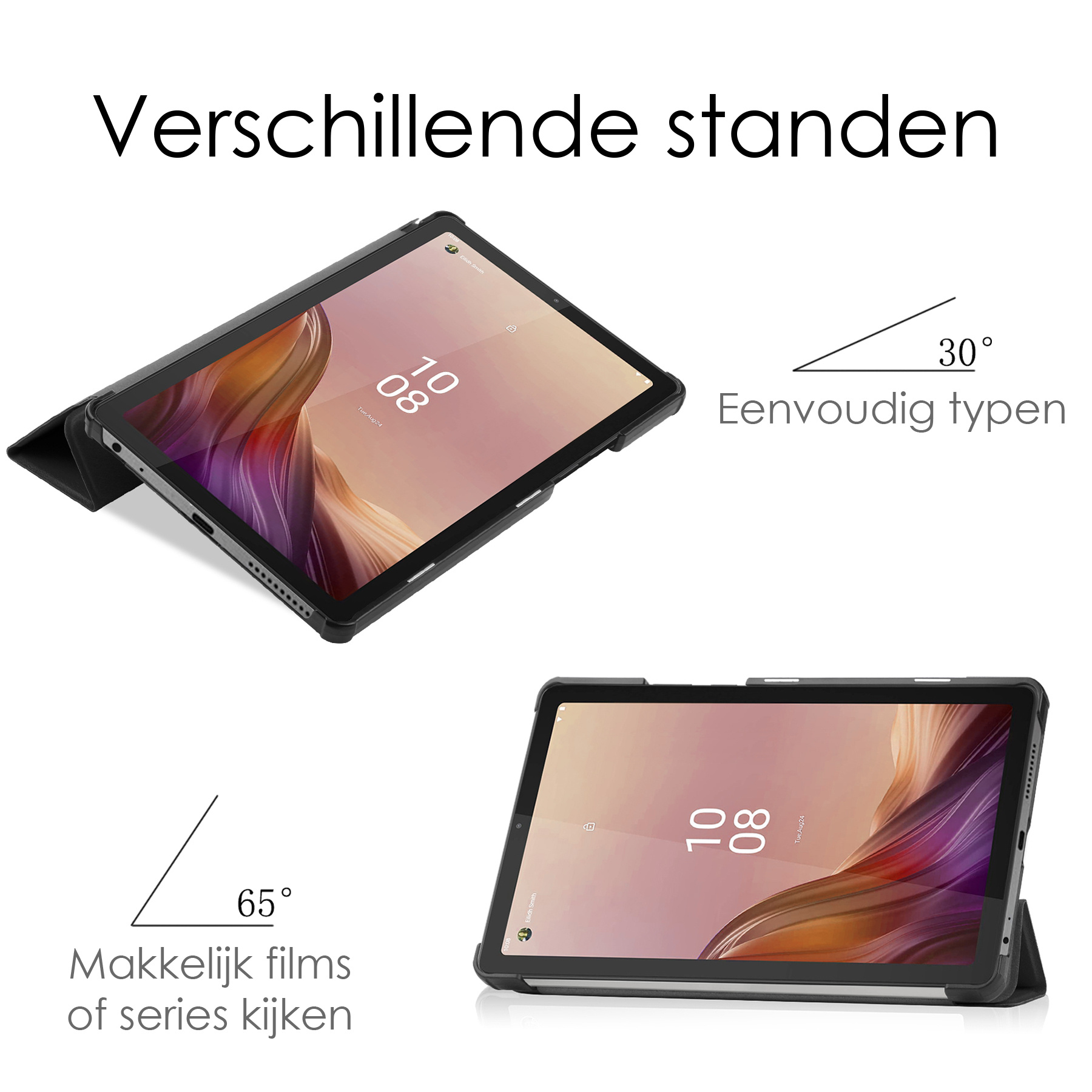NoXx Hoesje Geschikt voor Lenovo Tab M9 Hoesje Case Hard Cover Hoes Book Case Met Screenprotector - Zwart
