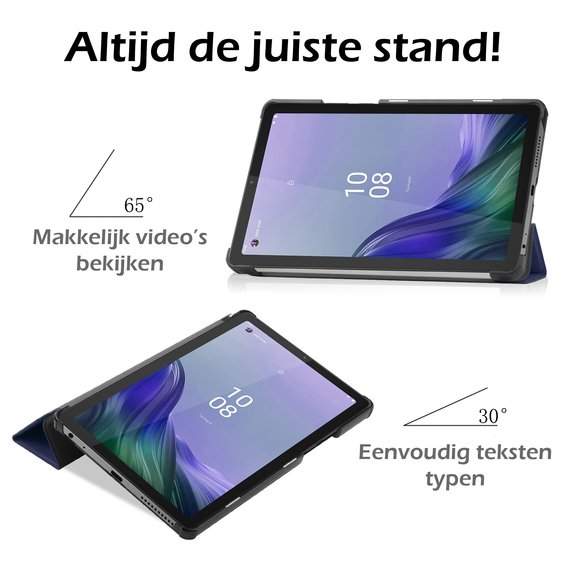 Nomfy Hoes Geschikt voor Lenovo Tab M9 Hoes Tri-fold Tablet Hoesje Case Met Screenprotector - Hoesje Geschikt voor Lenovo Tab M9 Hoesje Hardcover Bookcase - Donkerblauw