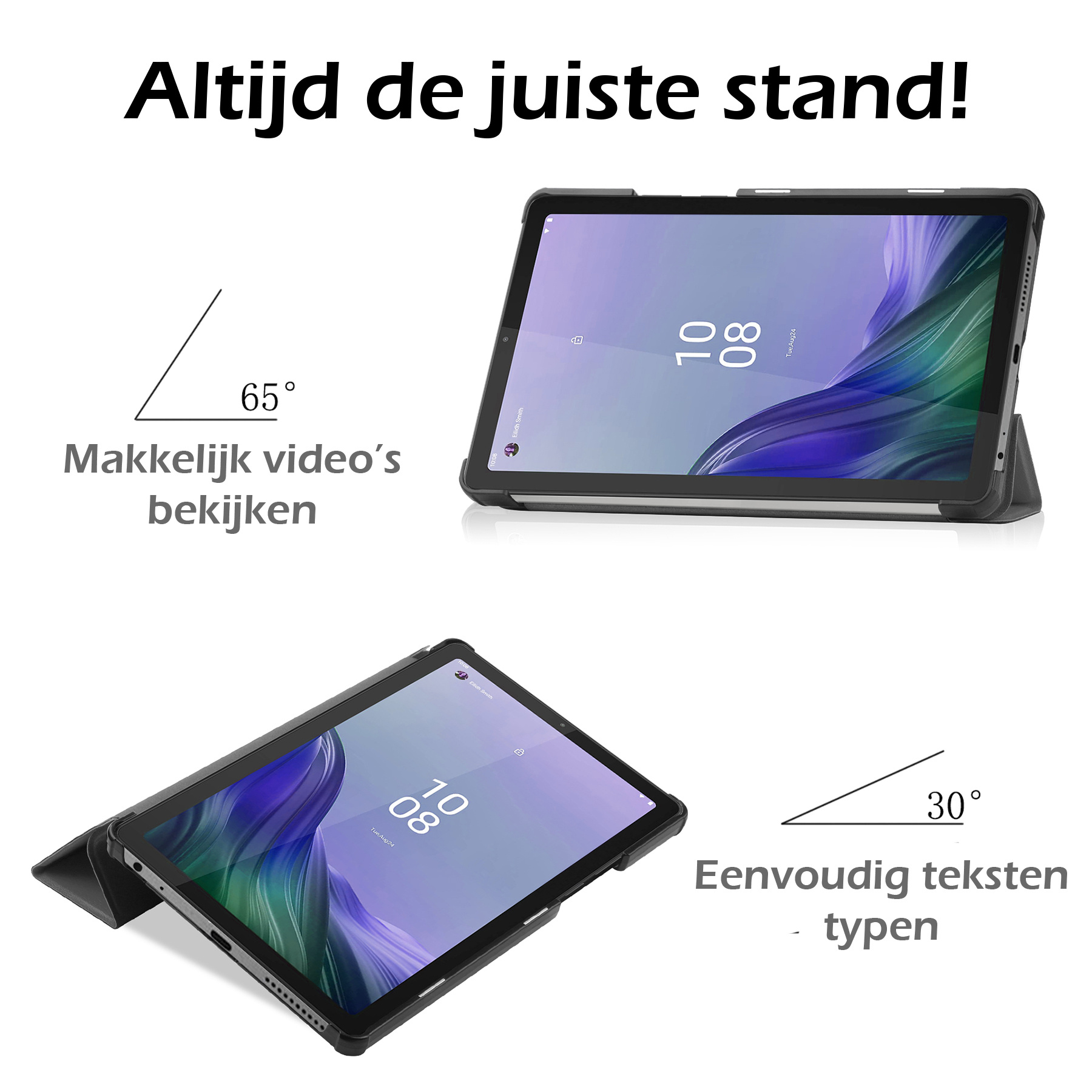 Nomfy Hoes Geschikt voor Lenovo Tab M9 Hoes Tri-fold Tablet Hoesje Case Met Screenprotector - Hoesje Geschikt voor Lenovo Tab M9 Hoesje Hardcover Bookcase - Grijs