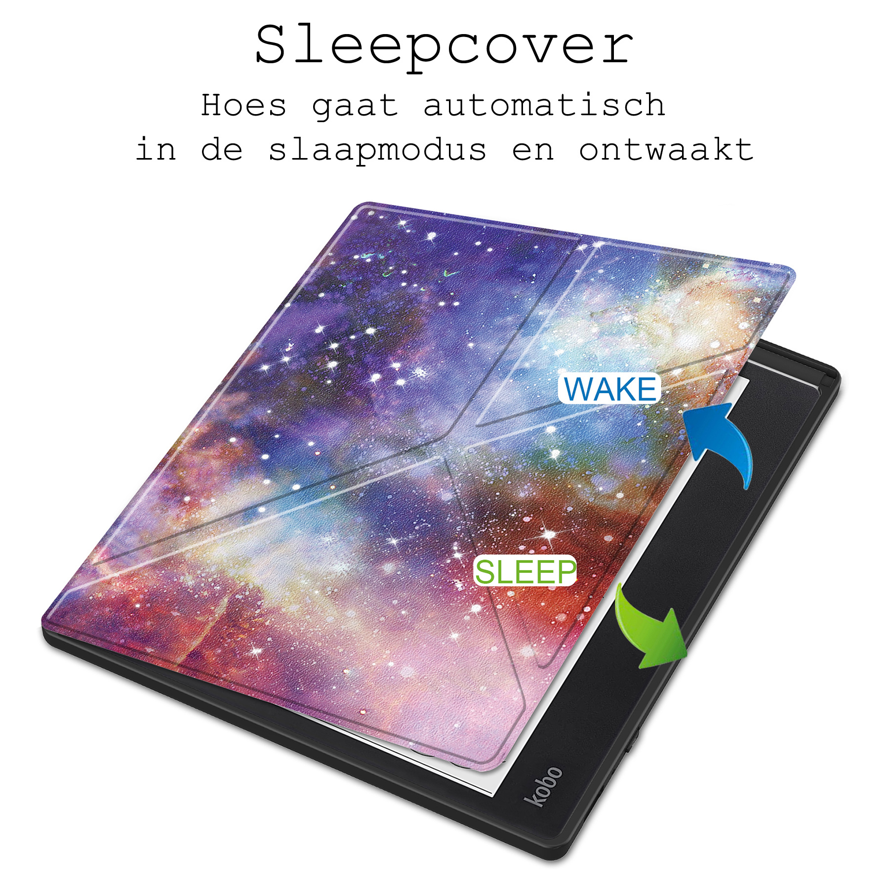 BASEY. Hoes Geschikt voor Kobo Elipsa 2E Hoesje Bookcase Cover Hoes - Hoesje Geschikt voor Kobo Elipsa 2E Hoes Cover Case - Galaxy