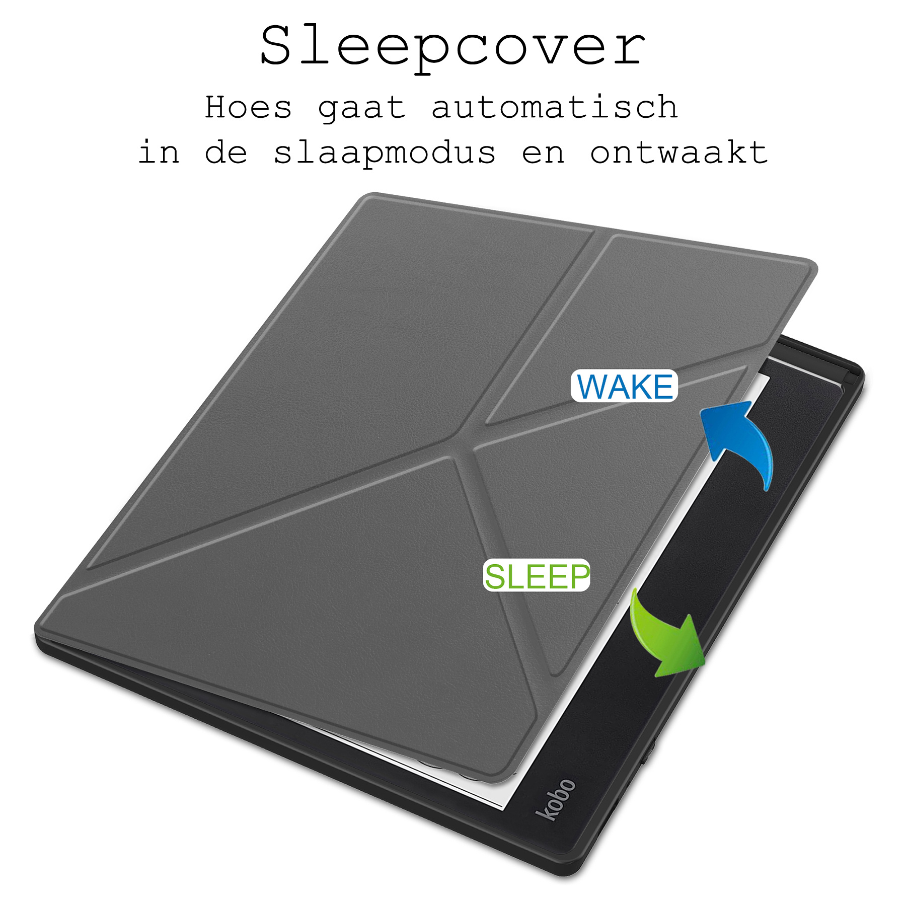 Nomfy Hoesje Geschikt voor Kobo Elipsa 2E Hoes Book Case - Hoes Geschikt voor Kobo Elipsa 2E Hoesje Book Cover - Grijs