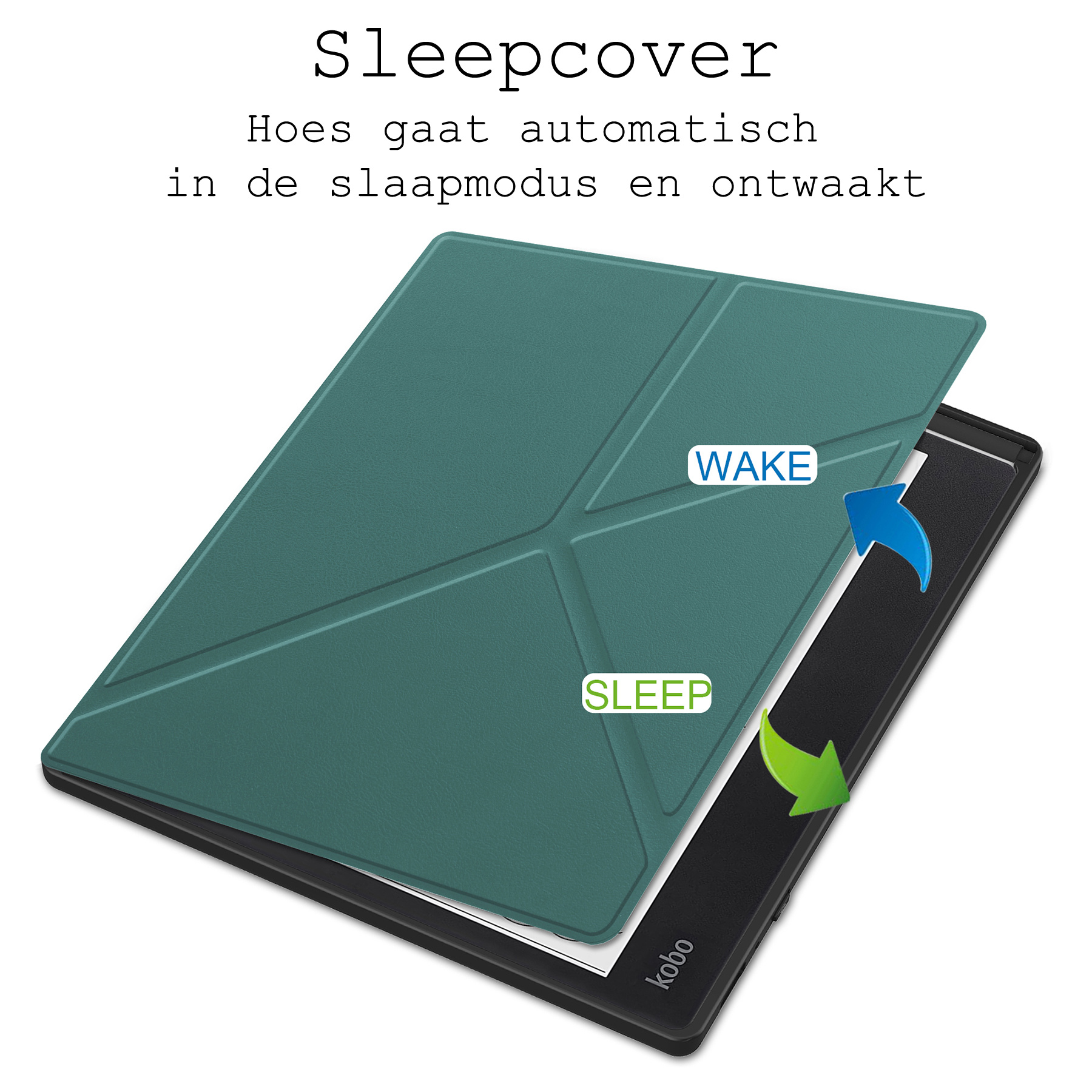 Nomfy Hoesje Geschikt voor Kobo Elipsa 2E Hoes Book Case - Hoes Geschikt voor Kobo Elipsa 2E Hoesje Book Cover - Donkergroen