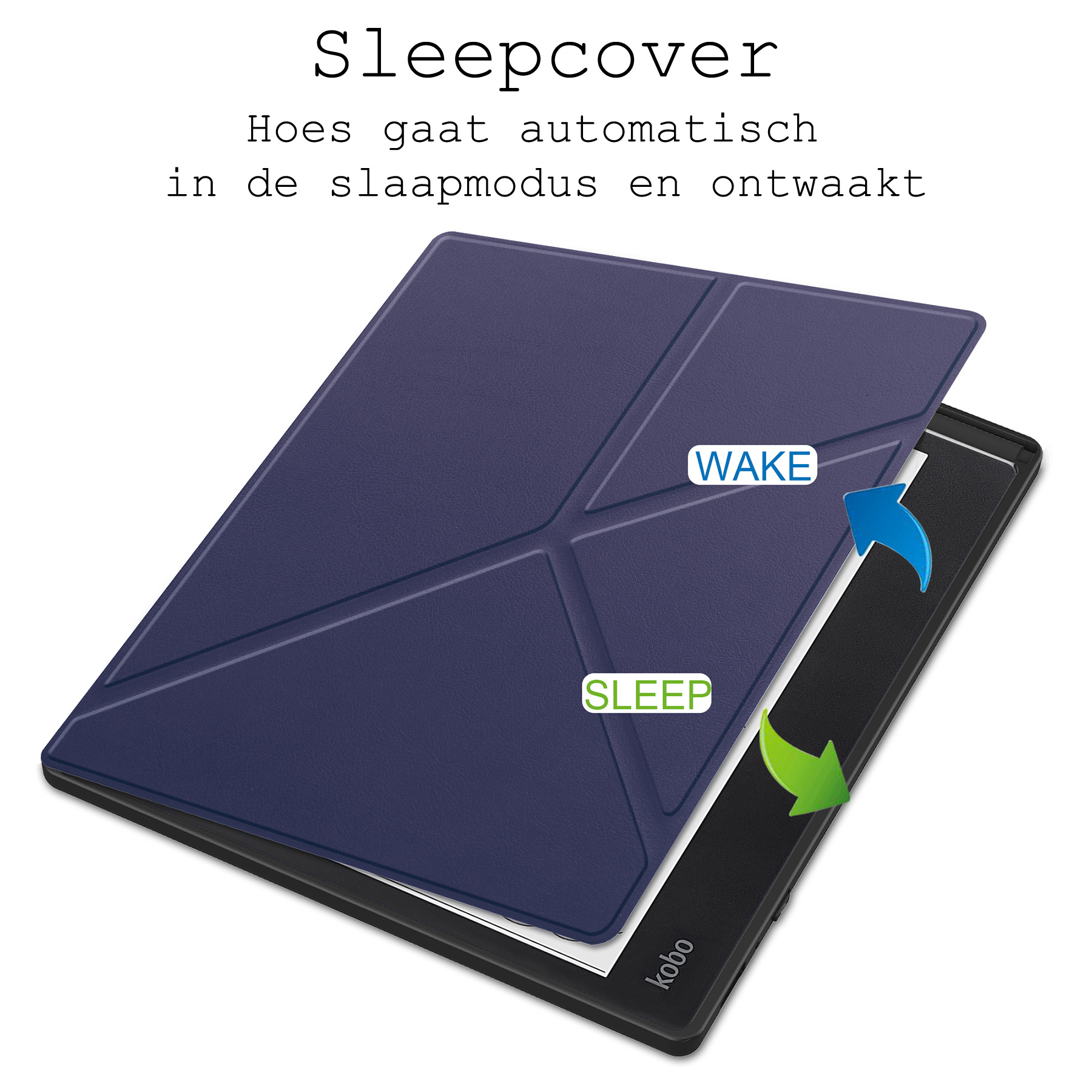 Nomfy Hoesje Geschikt voor Kobo Elipsa 2E Hoes Book Case - Hoes Geschikt voor Kobo Elipsa 2E Hoesje Book Cover - Donkerblauw