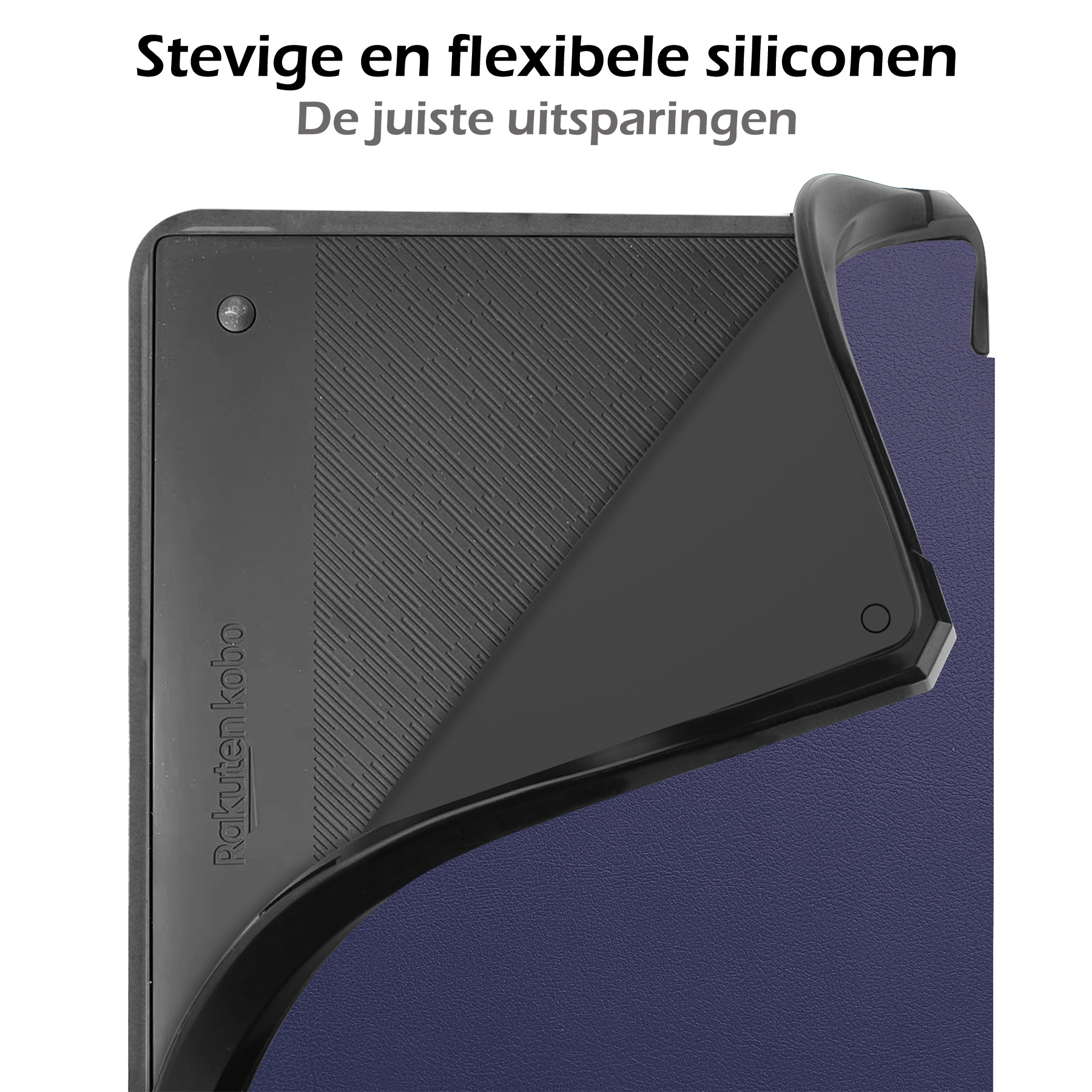 Nomfy Hoesje Geschikt voor Kobo Elipsa 2E Hoes Book Case - Hoes Geschikt voor Kobo Elipsa 2E Hoesje Book Cover - Donkerblauw