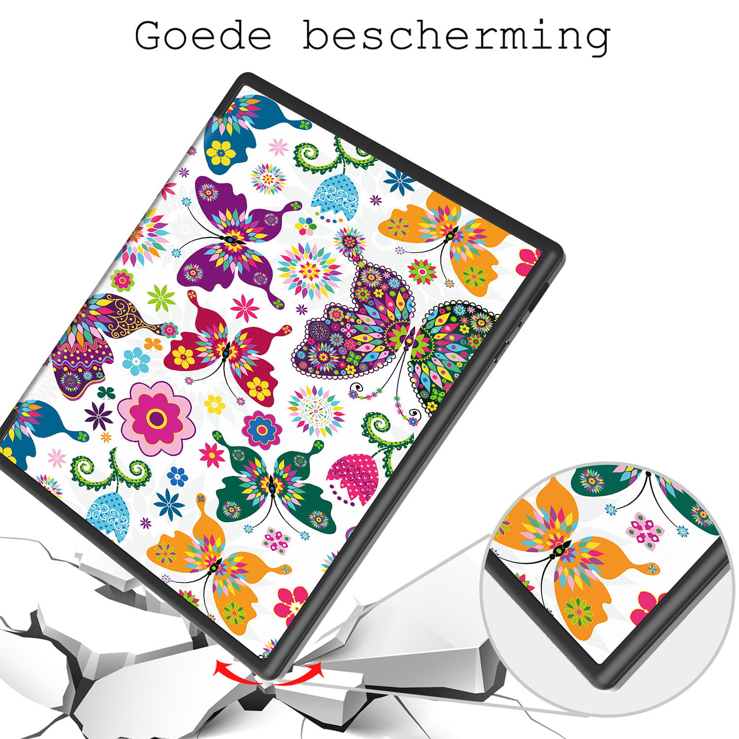 BASEY. Hoes Geschikt voor Kobo Elipsa 2E Hoesje Bookcase Cover Hoes - Hoesje Geschikt voor Kobo Elipsa 2E Hoes Cover Case - Vlinders