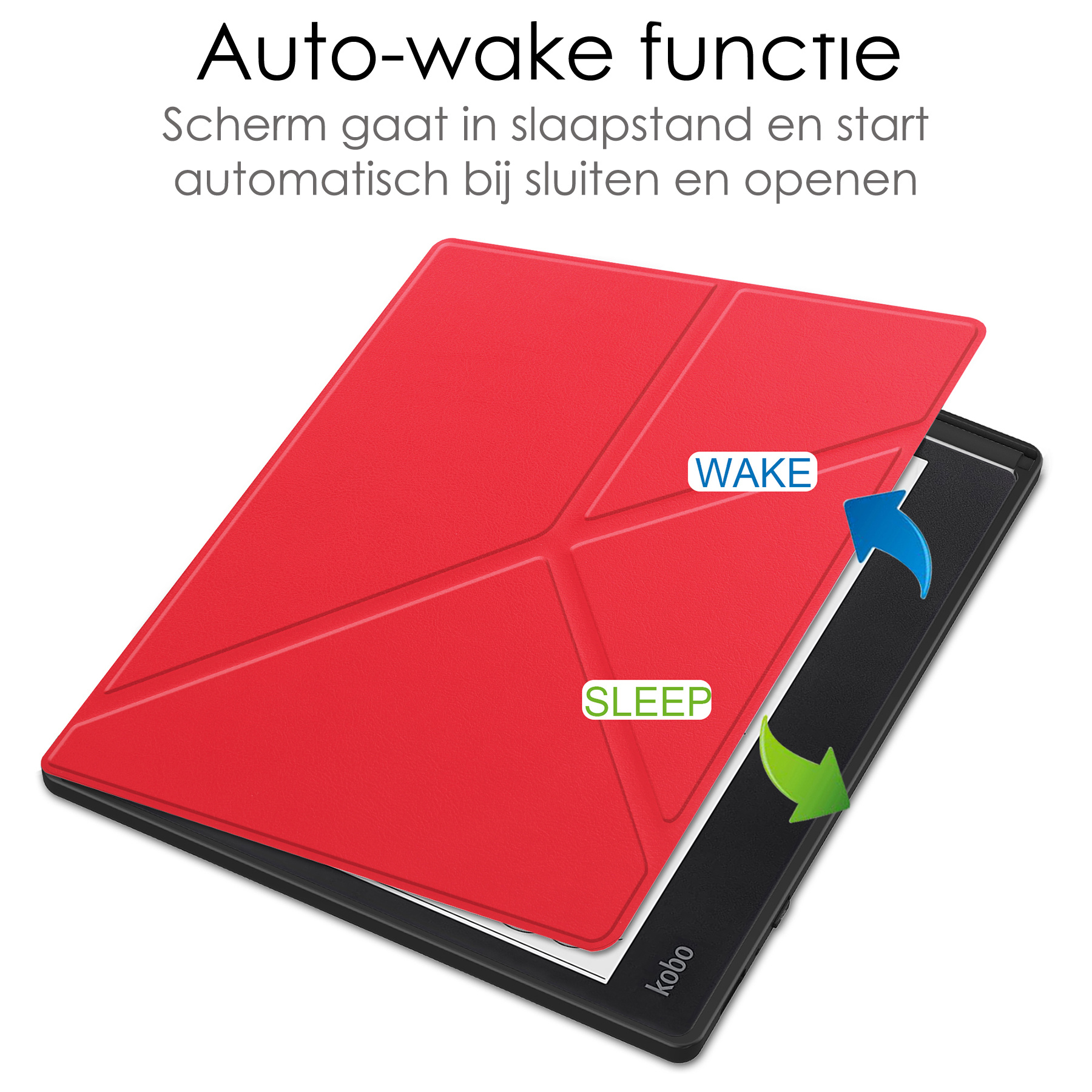 NoXx Hoes Geschikt voor Kobo Elipsa 2E Hoesje Bookcase Cover Book Case Hoes Sleepcover - Rood