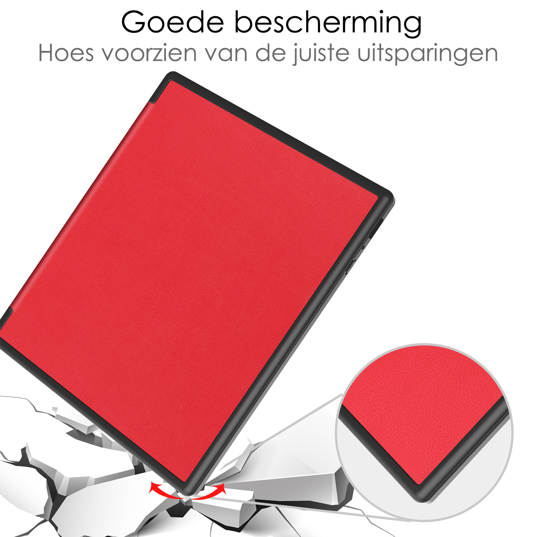 NoXx Hoes Geschikt voor Kobo Elipsa 2E Hoesje Bookcase Cover Book Case Hoes Sleepcover - Rood
