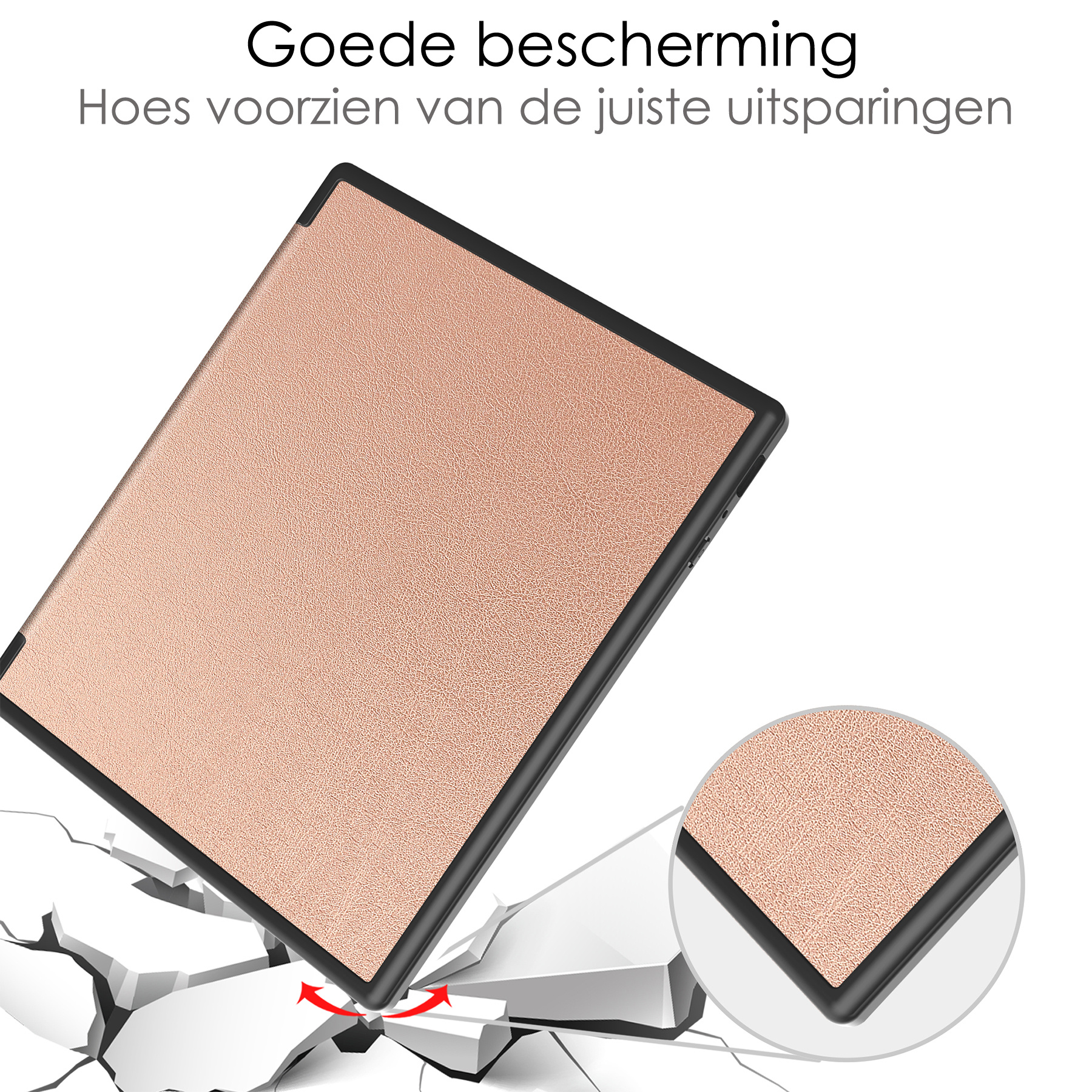 NoXx Hoes Geschikt voor Kobo Elipsa 2E Hoesje Bookcase Cover Book Case Hoes Sleepcover - Rosé Goud