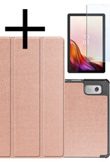 NoXx Hoesje Geschikt voor Lenovo Tab M9 Hoesje Case Hard Cover Hoes Book Case Met Screenprotector - Rosé goud