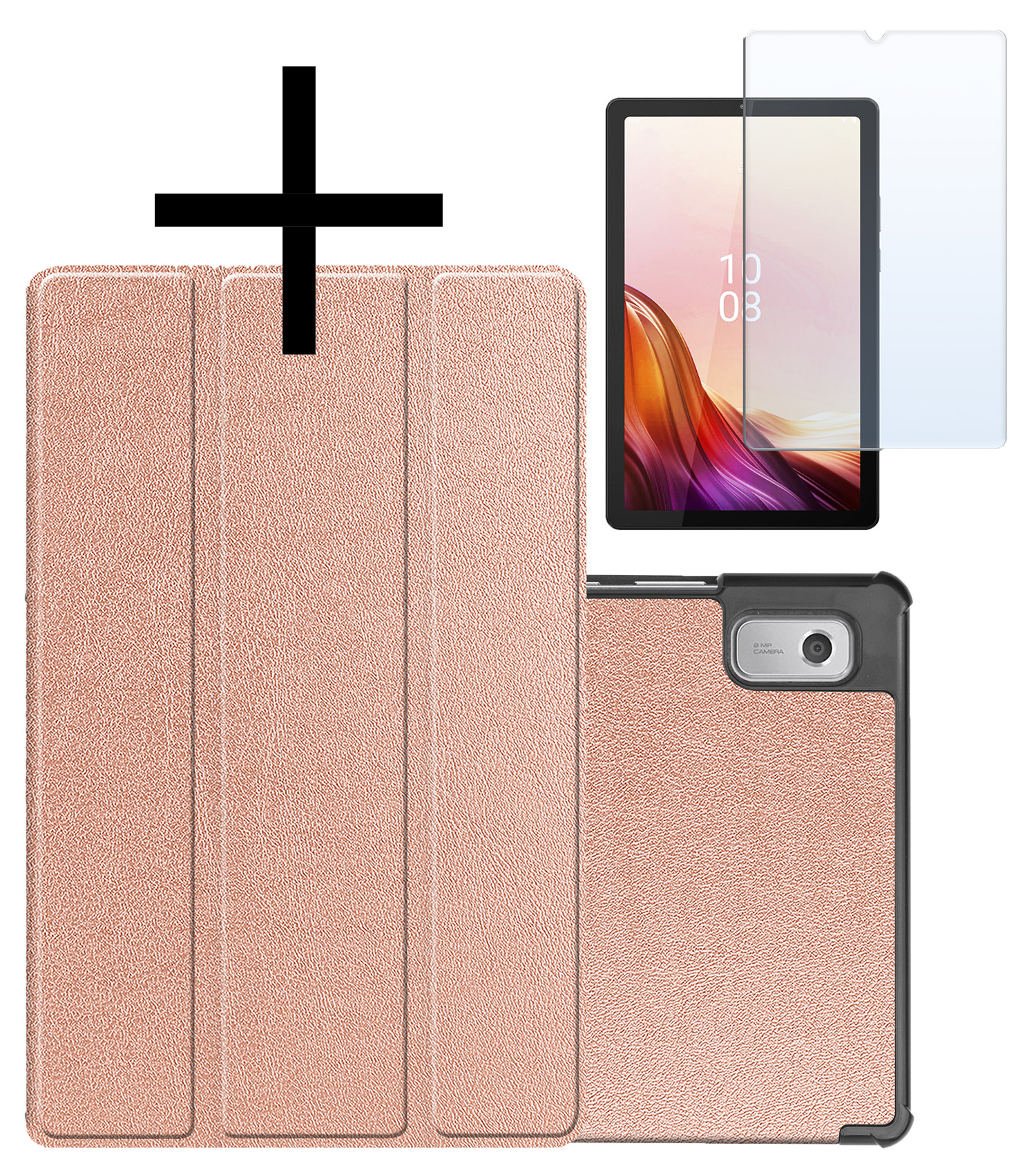 NoXx Hoesje Geschikt voor Lenovo Tab M9 Hoesje Case Hard Cover Hoes Book Case Met Screenprotector - Rosé goud