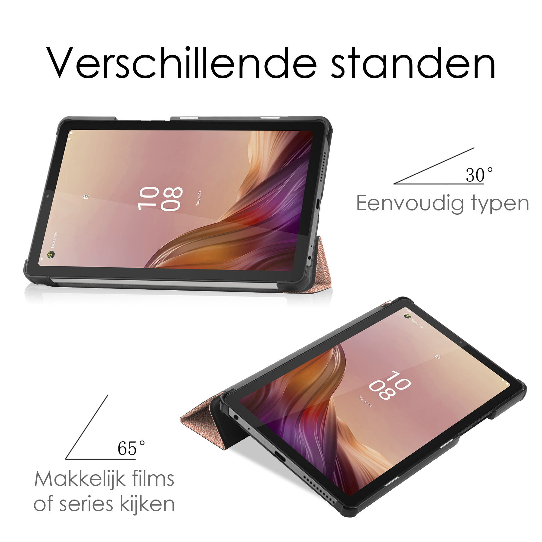NoXx Hoesje Geschikt voor Lenovo Tab M9 Hoesje Case Hard Cover Hoes Book Case Met Screenprotector - Rosé goud
