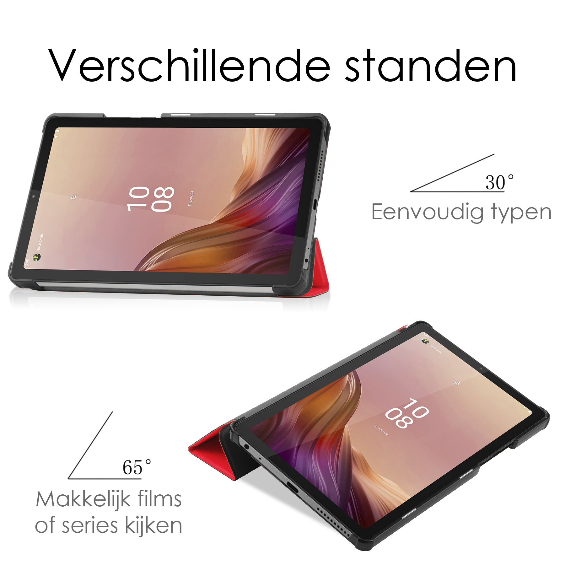 NoXx Hoesje Geschikt voor Lenovo Tab M9 Hoesje Case Hard Cover Hoes Book Case Met Screenprotector - Rood