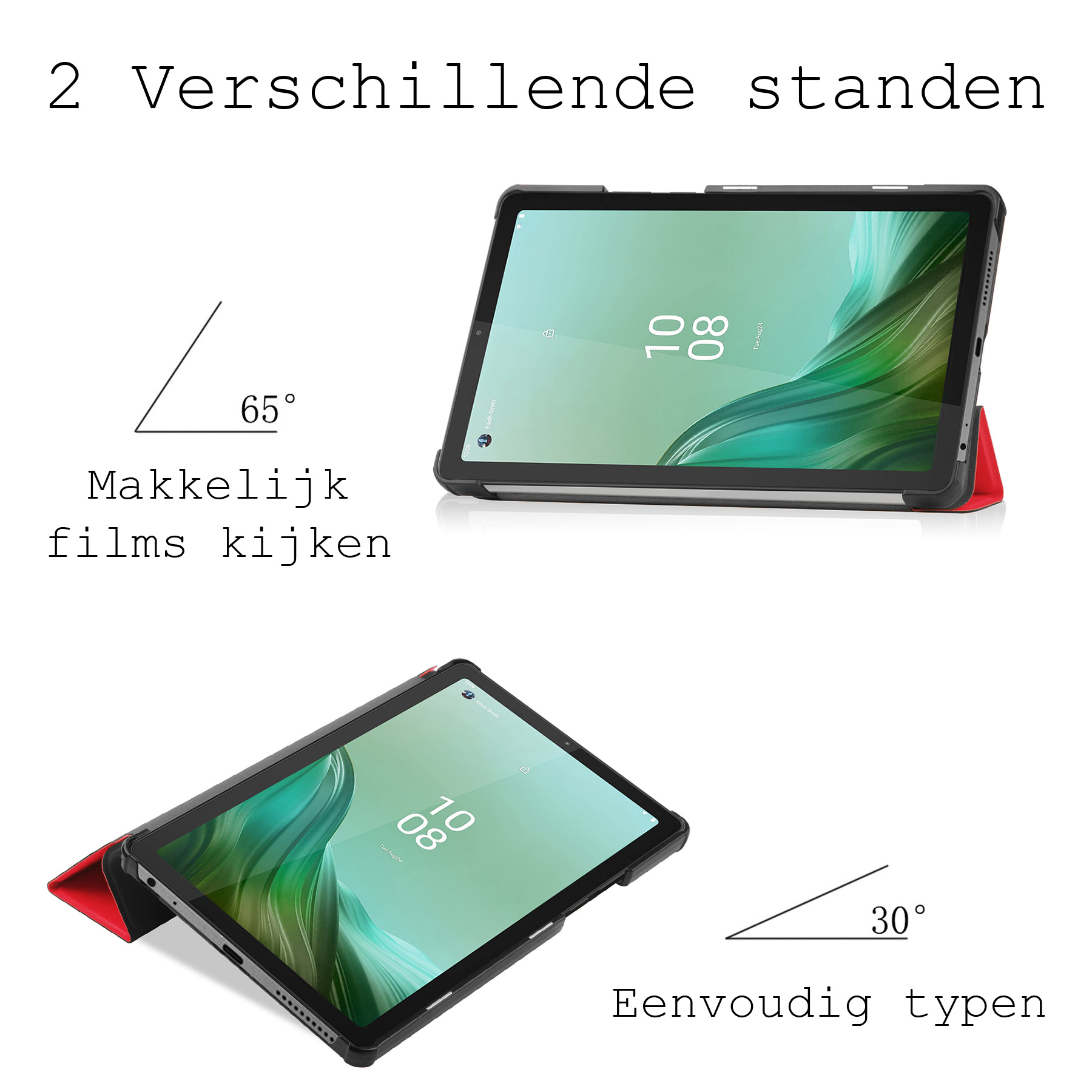 BASEY. Hoesje Geschikt voor Lenovo Tab M9 Hoes Case Tablet Hoesje Tri-fold Met Screenprotector - Hoes Geschikt voor Lenovo Tab M9 Hoesje Hard Cover Bookcase Hoes - Rood