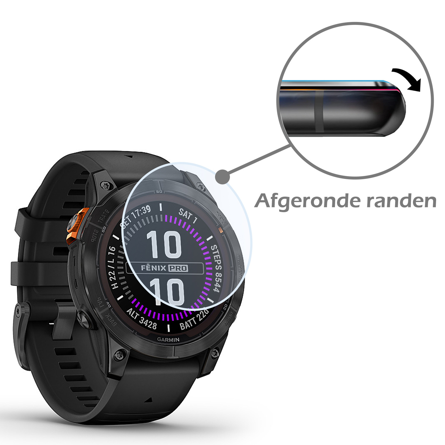 Nomfy Screenprotector Geschikt voor Garmin Fenix 7 Pro Screenprotector Bescherm Glas - Screen Protector Geschikt voor Garmin Fenix 7 Pro Screenprotector Tempered Glass - 3 PACK