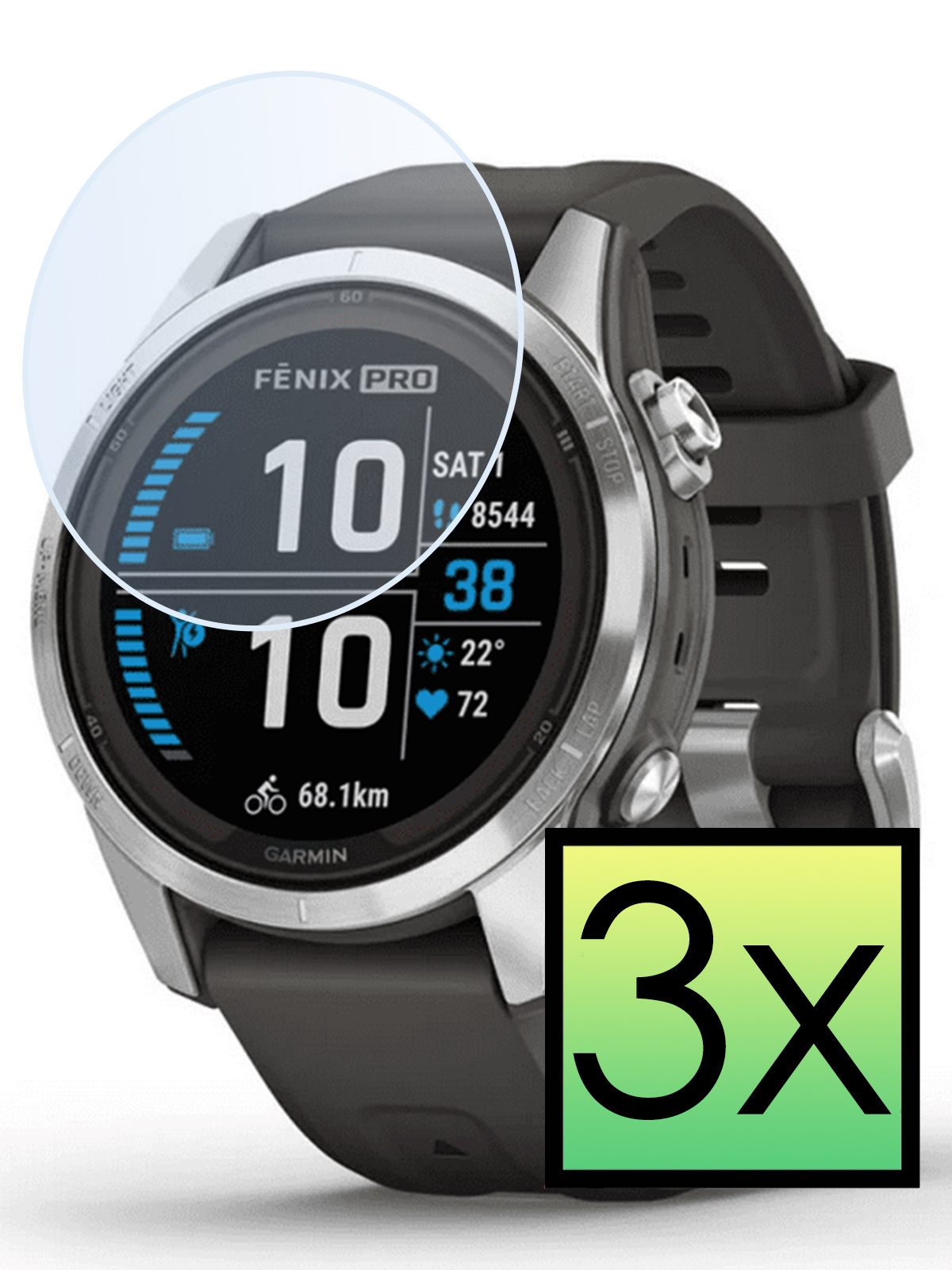 NoXx Screenprotector Geschikt voor Garmin Fenix 7S Pro Screenprotector Tempered Glass Gehard Glas - 3x
