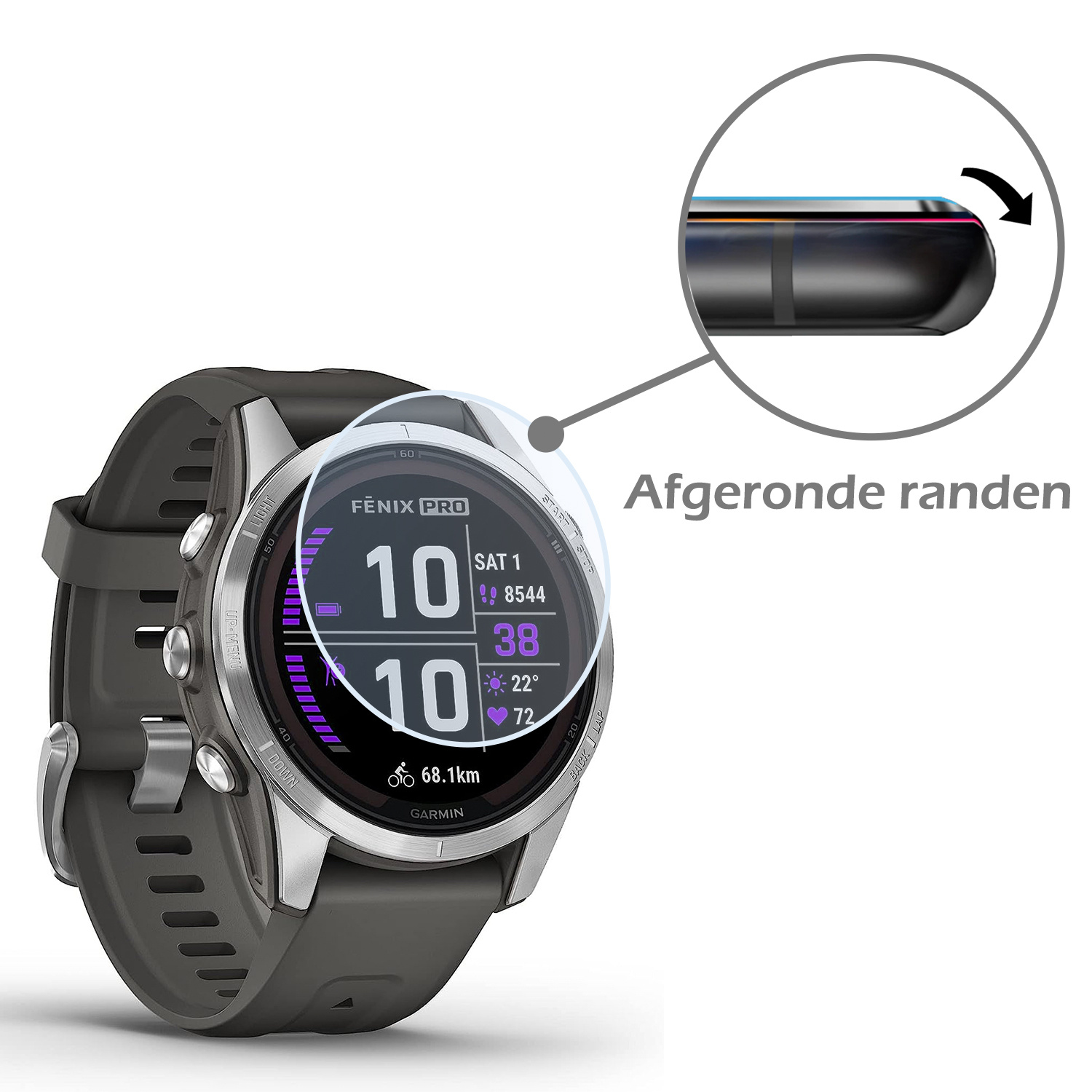 Nomfy Screenprotector Geschikt voor Garmin Fenix 7S Pro Screenprotector Bescherm Glas - Screen Protector Geschikt voor Garmin Fenix 7S Pro Screenprotector Tempered Glass - 3 PACK