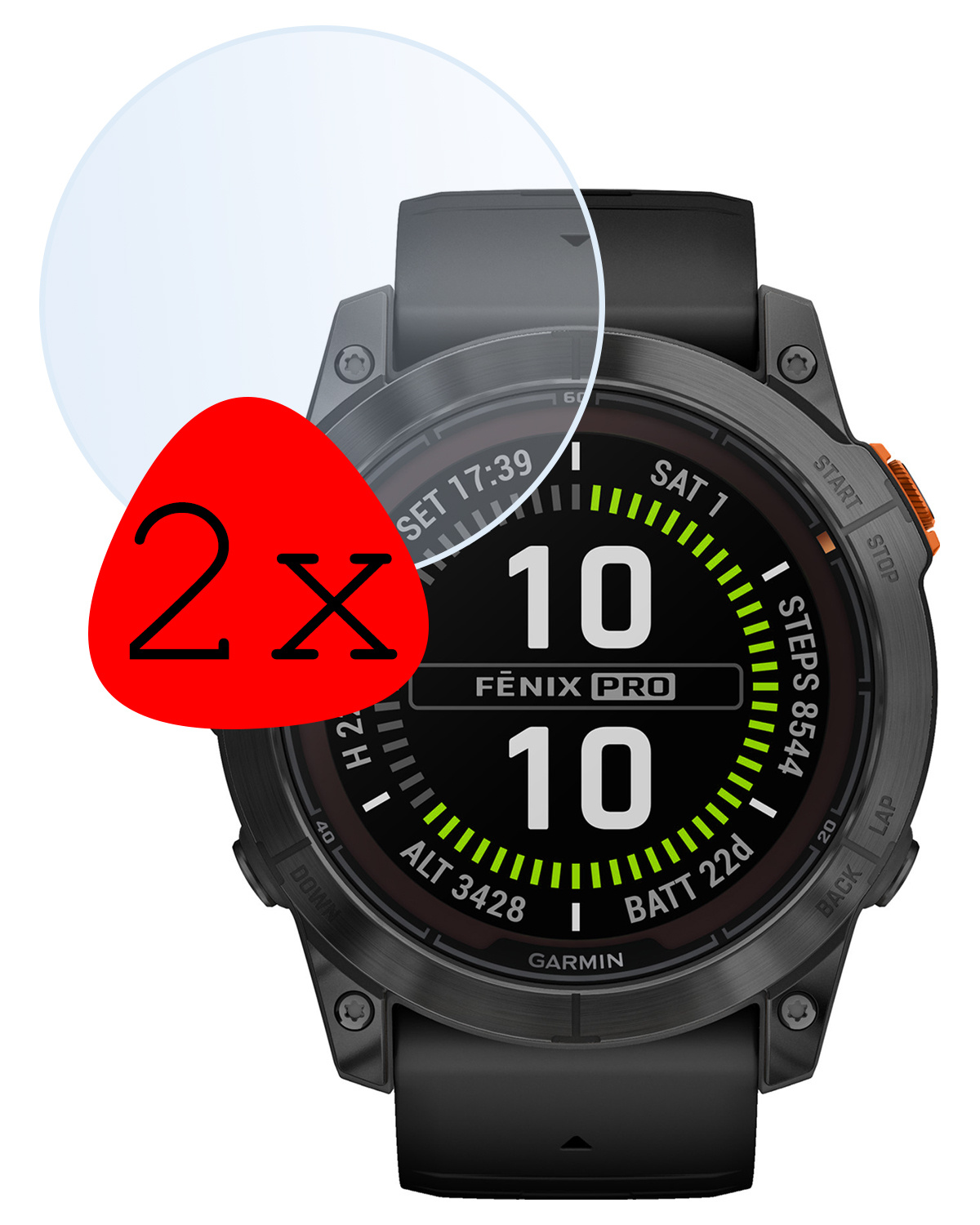 BASEY. Screenprotector Geschikt voor Garmin Fenix 7X Pro Screenprotector Tempered Glass Beschermglas - Screenprotector Geschikt voor Garmin Fenix 7X Pro Screen Protector - 2 Stuks