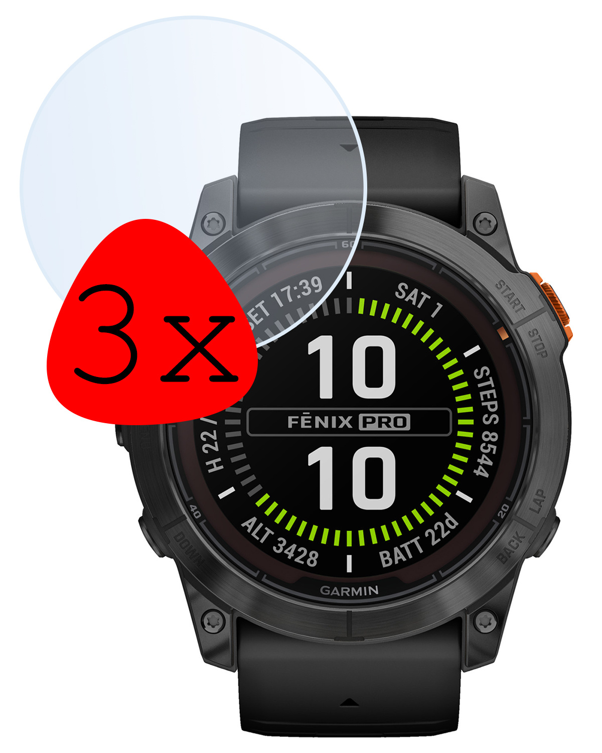 BASEY. Screenprotector Geschikt voor Garmin Fenix 7X Pro Screenprotector Tempered Glass Beschermglas - Screenprotector Geschikt voor Garmin Fenix 7X Pro Screen Protector - 3 Stuks