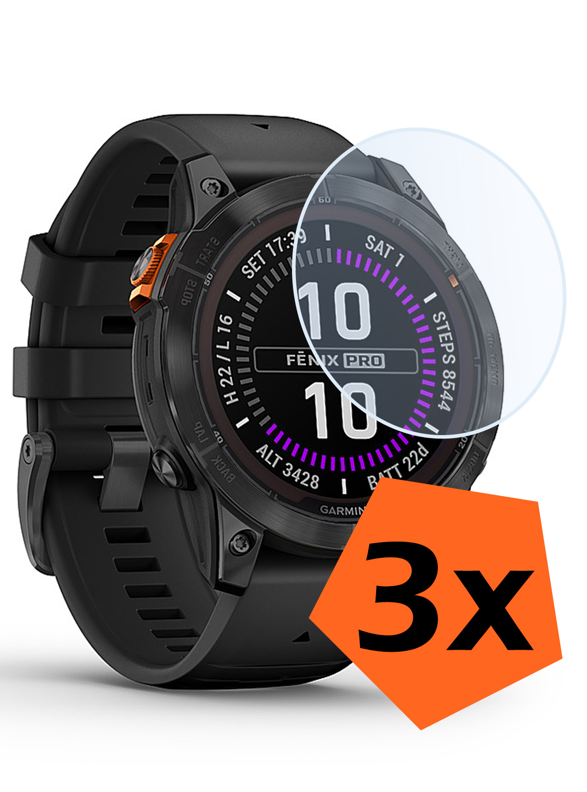 Nomfy Screenprotector Geschikt voor Garmin Fenix 7X Pro Screenprotector Bescherm Glas - Screen Protector Geschikt voor Garmin Fenix 7X Pro Screenprotector Tempered Glass - 3 PACK