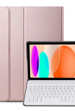 NoXx Hoesje Geschikt voor iPad 2022 Hoesje Toetsenbord Hoes - Hoes Geschikt voor iPad 10 Keyboard Case Book Cover - Rosé goud