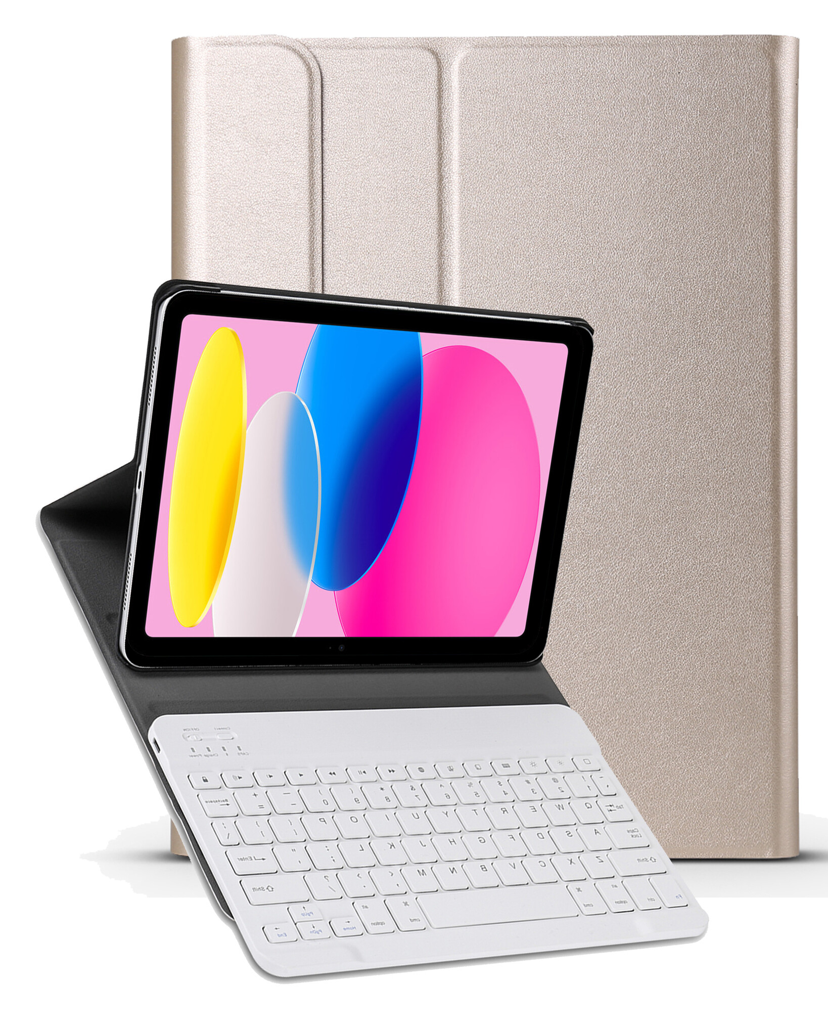 Nomfy Hoes Geschikt voor iPad 2022 Hoes Toetsenbord Hoes Case Book Cover Hoesje - Hoesje Geschikt voor iPad 10 Keyboard Hoes - Goud