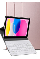 Nomfy Hoes Geschikt voor iPad 2022 Hoes Toetsenbord Hoes Case Book Cover Hoesje - Hoesje Geschikt voor iPad 10 Keyboard Hoes - Rosé goud