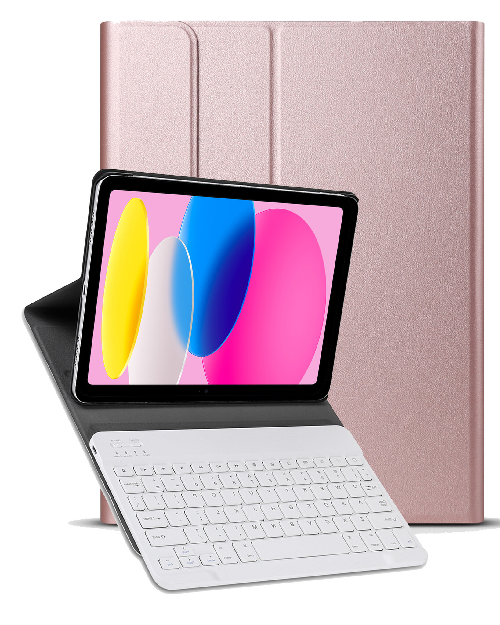 Nomfy Hoes Geschikt voor iPad 2022 Hoes Toetsenbord Hoes Case Book Cover Hoesje - Hoesje Geschikt voor iPad 10 Keyboard Hoes - Rosé goud