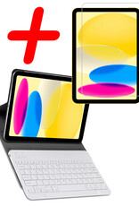 BASEY. Hoesje Geschikt voor iPad 2022 Toetsenbord Hoes Book Case Met Screenprotector - Hoes Geschikt voor iPad 10 Toetsenbord Hoesje Keyboard Cover - Goud