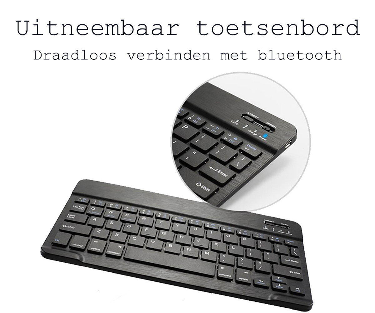 BASEY. Hoesje Geschikt voor iPad 2022 Toetsenbord Hoes Book Case Met Screenprotector - Hoes Geschikt voor iPad 10 Toetsenbord Hoesje Keyboard Cover - Goud