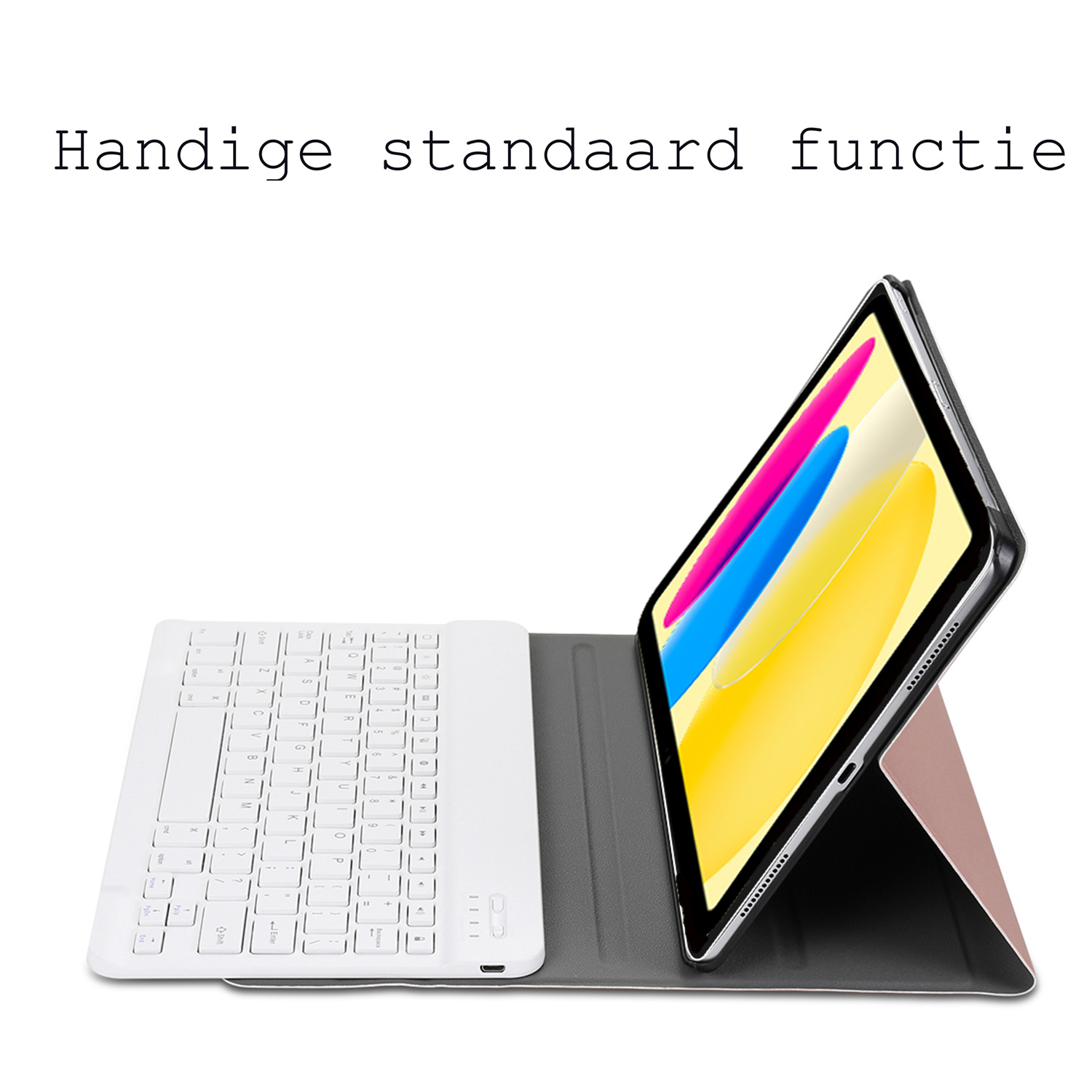 BASEY. Hoesje Geschikt voor iPad 2022 Toetsenbord Hoes Book Case Met Screenprotector - Hoes Geschikt voor iPad 10 Toetsenbord Hoesje Keyboard Cover - Goud