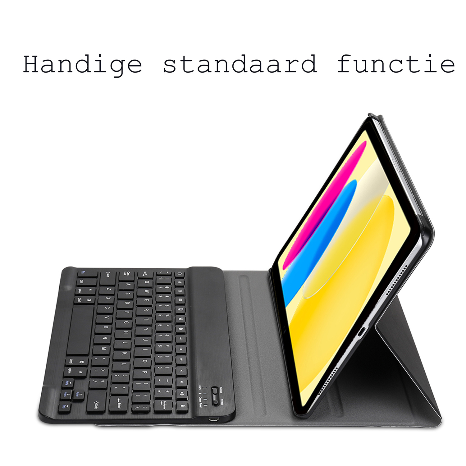 BASEY. Hoesje Geschikt voor iPad 2022 Toetsenbord Hoes Book Case Met Screenprotector - Hoes Geschikt voor iPad 10 Toetsenbord Hoesje Keyboard Cover - Zwart