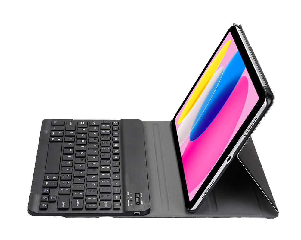 Nomfy Hoes Geschikt voor iPad 2022 Hoes Toetsenbord Hoes Case Book Cover Hoesje Met Screenprotector - Hoesje Geschikt voor iPad 10 Keyboard Hoes - Donkerblauw