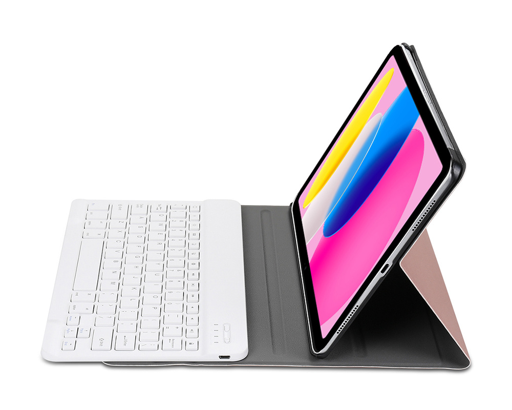 Nomfy Hoes Geschikt voor iPad 2022 Hoes Toetsenbord Hoes Case Book Cover Hoesje Met Screenprotector - Hoesje Geschikt voor iPad 10 Keyboard Hoes - Goud