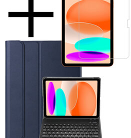 NoXx NoXx iPad 10 (2022) Toetsenbordhoes Met Screenprotector - Donkerblauw