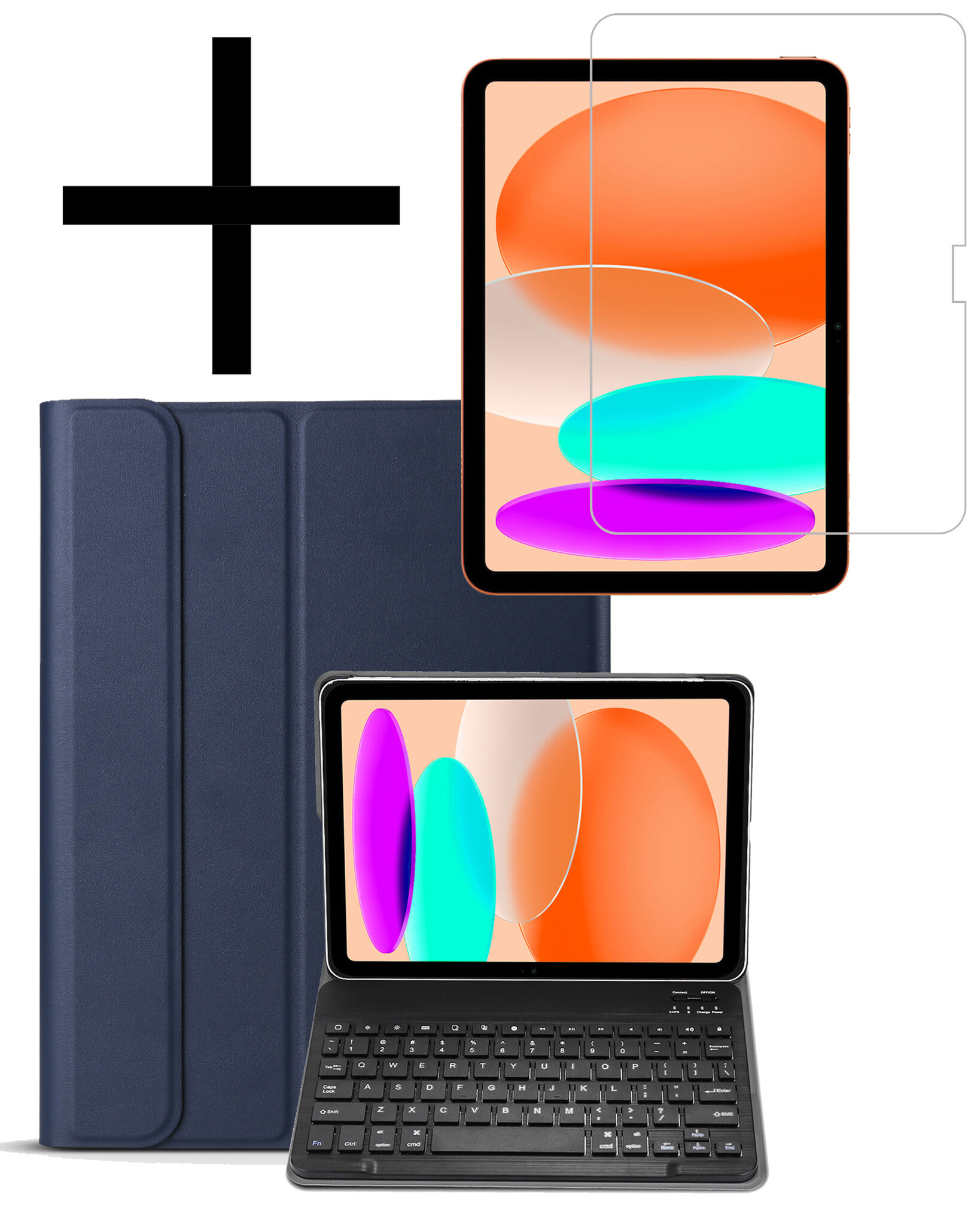 NoXx Hoesje Geschikt voor iPad 2022 Hoesje Toetsenbord Hoes Met Screenprotector - Hoes Geschikt voor iPad 10 Keyboard Case Book Cover - Donkerblauw