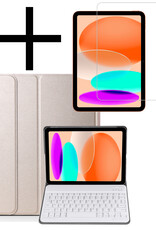 NoXx Hoesje Geschikt voor iPad 2022 Hoesje Toetsenbord Hoes Met Screenprotector - Hoes Geschikt voor iPad 10 Keyboard Case Book Cover - Goud