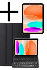 NoXx Hoesje Geschikt voor iPad 2022 Hoesje Toetsenbord Hoes Met Screenprotector - Hoes Geschikt voor iPad 10 Keyboard Case Book Cover - Zwart
