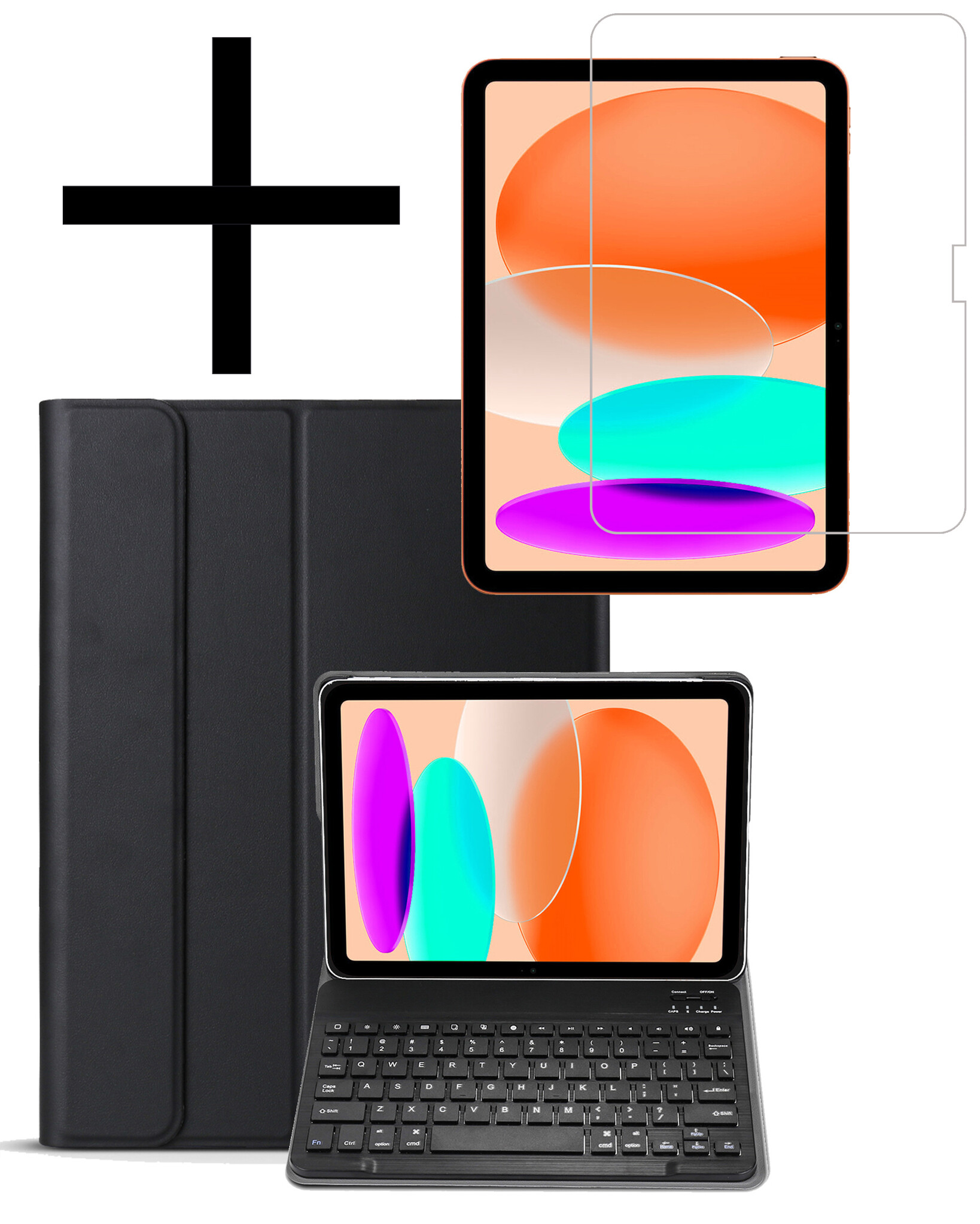 NoXx Hoesje Geschikt voor iPad 2022 Hoesje Toetsenbord Hoes Met Screenprotector - Hoes Geschikt voor iPad 10 Keyboard Case Book Cover - Zwart