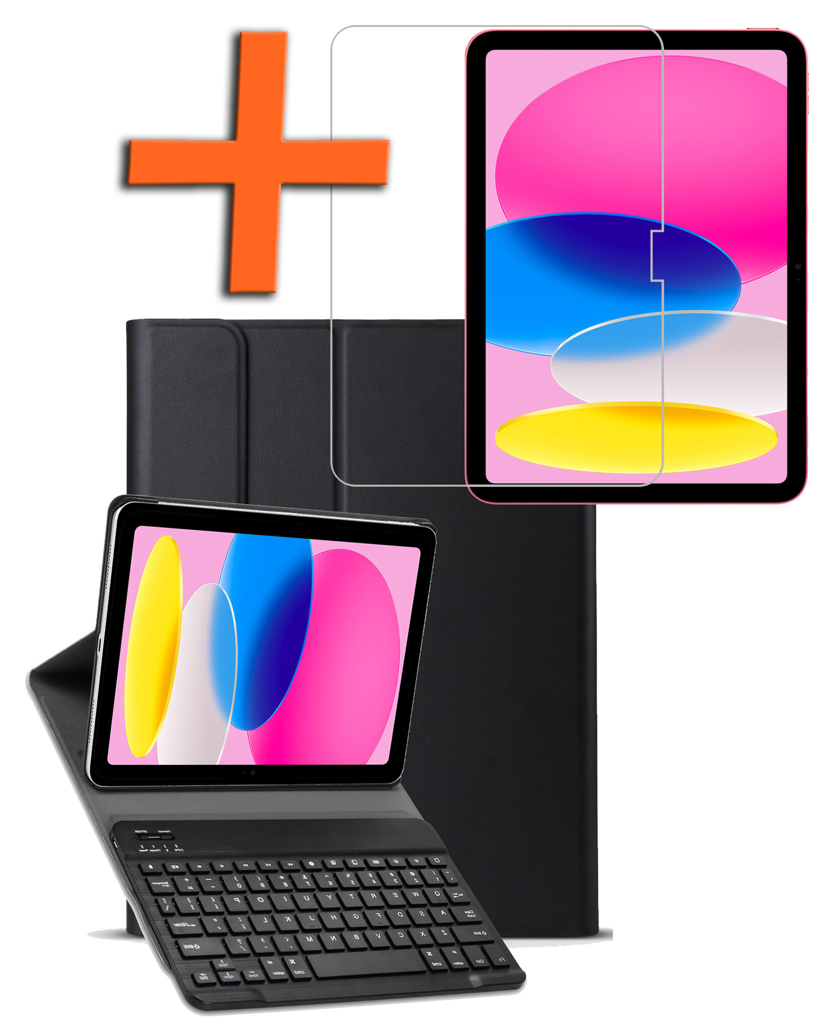 Nomfy Hoes Geschikt voor iPad 2022 Hoes Toetsenbord Hoes Case Book Cover Hoesje Met Screenprotector - Hoesje Geschikt voor iPad 10 Keyboard Hoes - Zwart