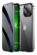 NoXx Hoes Geschikt voor iPhone 11 Hoesje Magnetische Hoes Back Cover Metalen Case Hoes Stevig Telefoonhoesje - Zilver