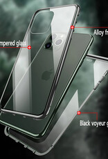 NoXx Hoes Geschikt voor iPhone 11 Hoesje Magnetische Hoes Back Cover Metalen Case Hoes Stevig Telefoonhoesje - Zilver