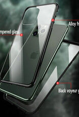 NoXx Hoes Geschikt voor iPhone 11 Hoesje Magnetische Hoes Back Cover Metalen Case Hoes Stevig Telefoonhoesje - Zwart