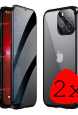 BASEY. Hoes Geschikt voor iPhone 12 Hoesje Magnetisch Back Cover Case - Hoesje Geschikt voor iPhone 12 Hoes 360 graden Bescherming Case - Zwart - 2 Stuks