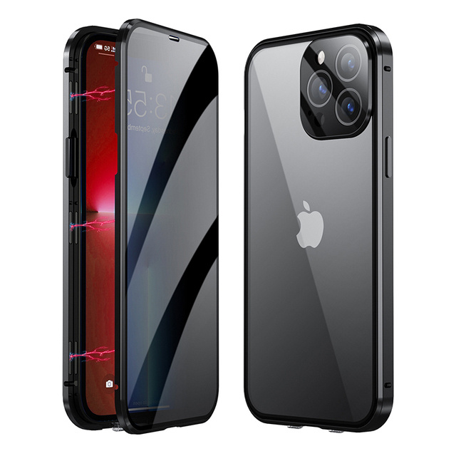 BASEY. Hoes Geschikt voor iPhone 12 Pro Max Hoesje Magnetisch Back Cover Case - Hoesje Geschikt voor iPhone 12 Pro Max Hoes 360 graden Bescherming Case - Zwart
