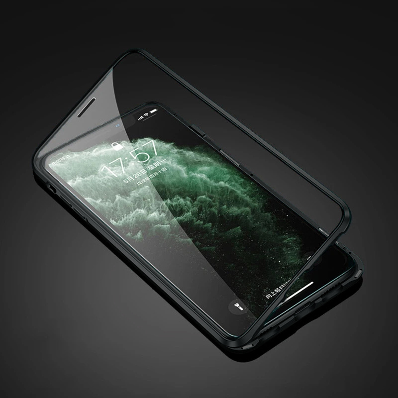 BASEY. Hoes Geschikt voor iPhone 12 Pro Max Hoesje Magnetisch Back Cover Case - Hoesje Geschikt voor iPhone 12 Pro Max Hoes 360 graden Bescherming Case - Zwart