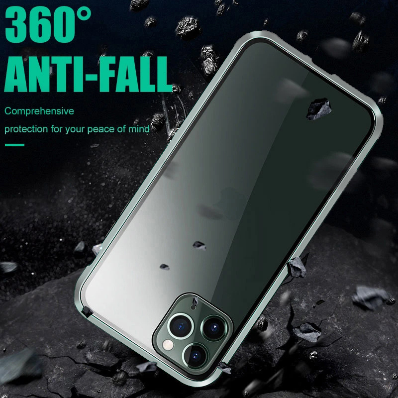 NoXx Hoes Geschikt voor iPhone 12 Hoesje Magnetische Hoes Back Cover Metalen Case Hoes Stevig Telefoonhoesje - Zilver